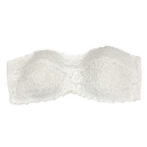 Aerie White Lace Strapless Bandeau Bra Wireless - Size Large